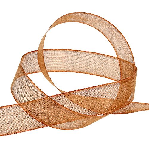 Decoratieve tape met lurex-strips koper 25 mm 20 m | Floristik24.nl
