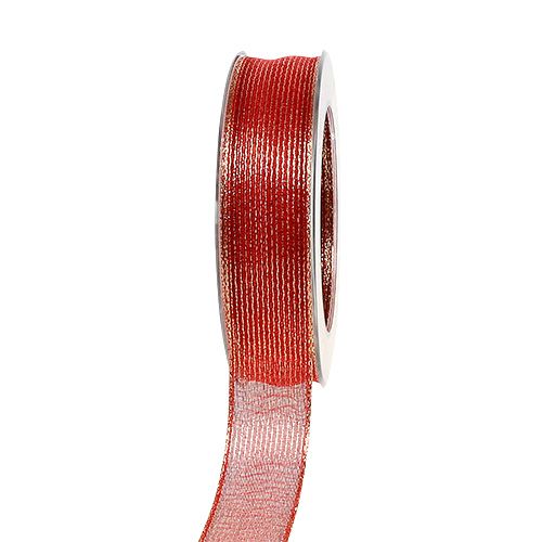 Decoratieve tape met lurexstrepen rood 25 mm 20 m kopen | Floristik24.nl