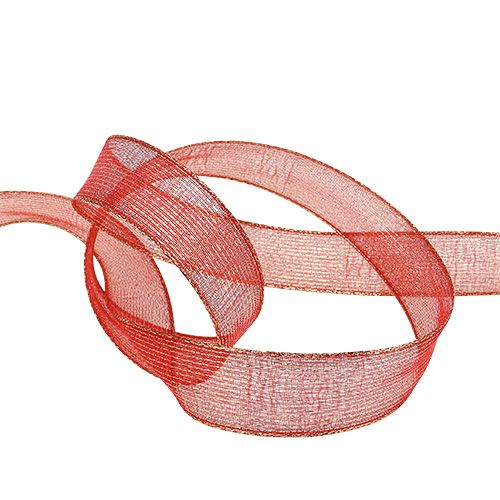 Decoratieve tape met lurexstrepen rood 25 mm 20 m | Floristik24.nl