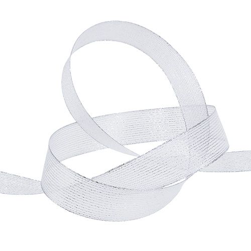 Sierlint met lurex strepen zilver 25mm 20m | Floristik24.nl