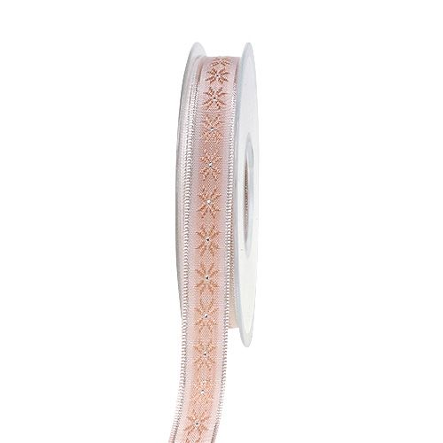 Floristik24 Decoratieve tape met patroon roze 15 mm 20 m