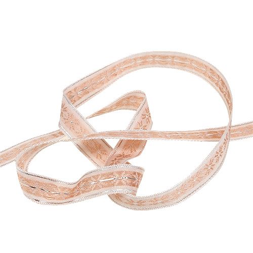 Floristik24 Decoratieve tape met patroon roze 15 mm 20 m