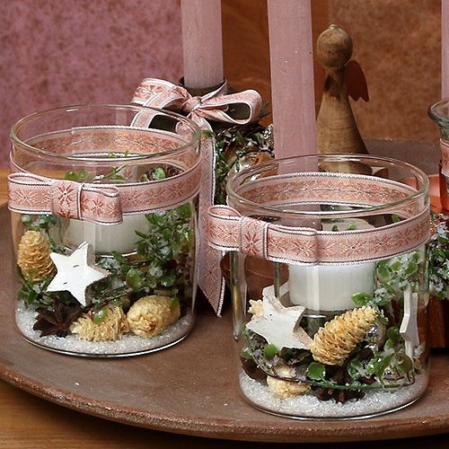 Floristik24 Decoratieve tape met patroon roze 15 mm 20 m