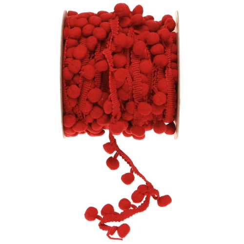Decoratief lint met pompons Pom Pom lint Rood 20mm 15m