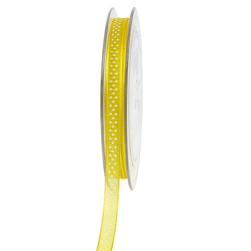 Floristik24 Decoratief lint met stippen geel 7mm 20m
