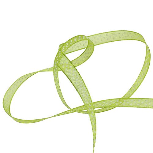Floristik24 Decoratief lint met stippen groen 7mm 20m