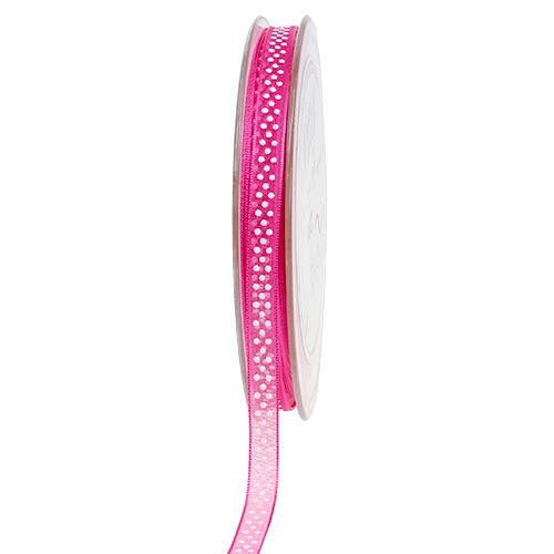 Decoratief lint met stippen roze 7mm 20m