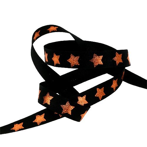 Floristik24 Decoratietape met sterdecor zwart 15 mm 20 m