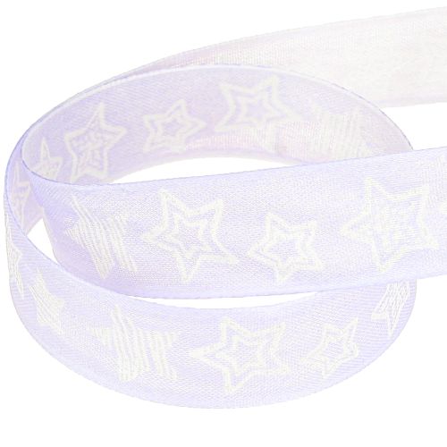 Artikel Decoratief lint met sterren kerstlint lila 25mm 18m