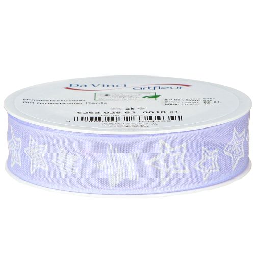 Artikel Decoratief lint met sterren kerstlint lila 25mm 18m