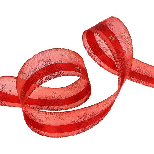 Floristik24 Sierlint met vormvaste rand rood 40mm 20m