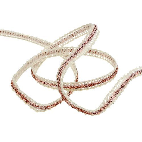 Floristik24 Decoratief lint smal creme met draad 8 mm 15 m