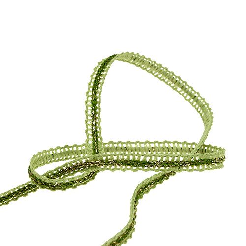 Floristik24 Decoratielint smal groen met draad 8mm 15m