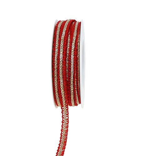 Floristik24 Decoratief lint smal rood met draad 8mm 15m