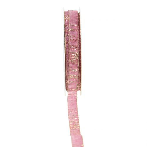 Floristik24 Sierlint oudroze met goud lurex draadversterkt 10mm 20m
