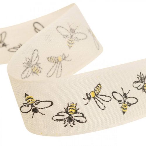 Floristik24 Decoratief lint bijen creme lint 25mm 18m