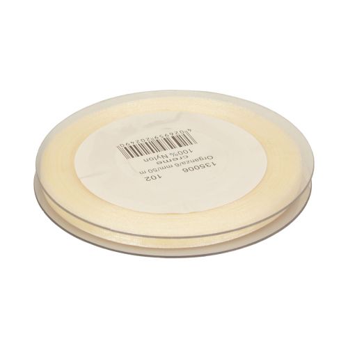 Artikel Decoratief lint cadeaulint crème organza zelfkant 6mm 50m