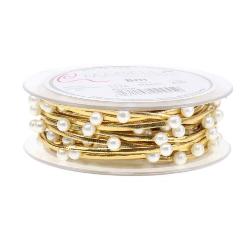 Floristik24 Sierband goud met parels 10mm 8m