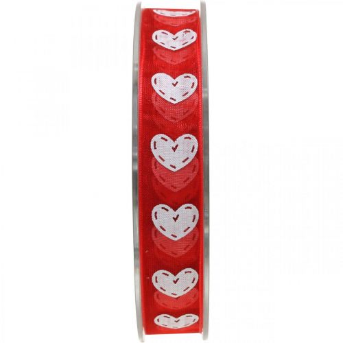 Decoratief lint hartjes, trouwdecoratie, lint Valentijnsdag rood, wit 15mm 20m