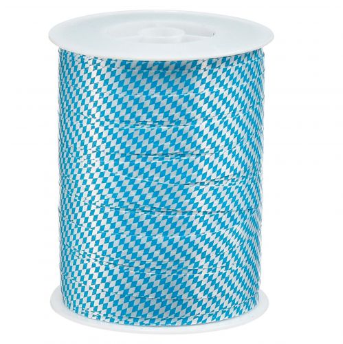 Floristik24 Decoratief lint krullint Oktoberfest blauw-wit 10mm 250m