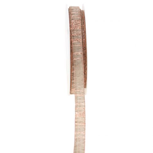 Floristik24 Decoratieve tape naturel met koperen lurex draadversterkt 10mm 20m
