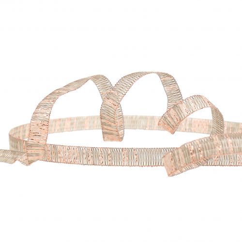 Floristik24 Decoratieve tape naturel met koperen lurex draadversterkt 10mm 20m