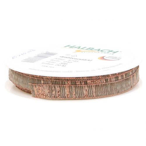 Floristik24 Decoratieve tape naturel met koperen lurex draadversterkt 10mm 20m