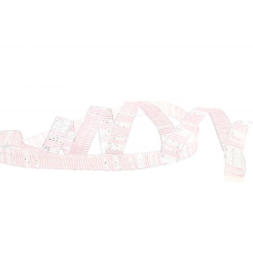 Floristik24 Decoratielint roze met zilver Lurex draad verstevigd 10mm 20m