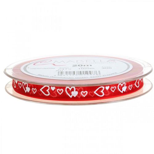 Floristik24 Decoratielint rood met hartjes 10mm 20m