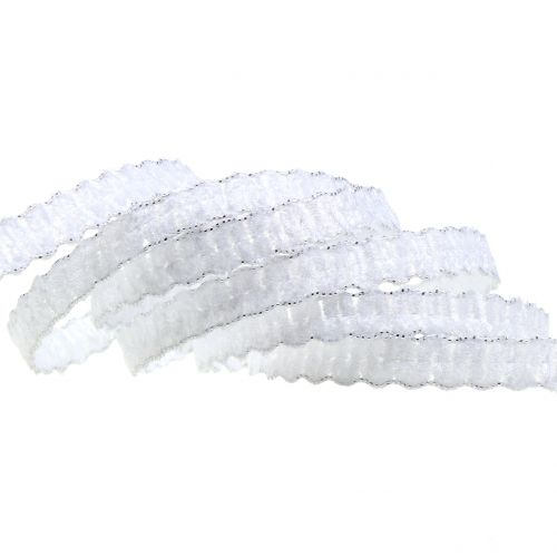 Floristik24 Decoratief tape fluweel optiek wit 10mm 20m