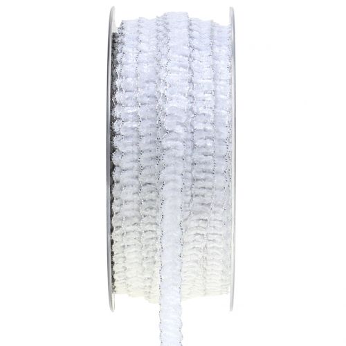 Floristik24 Decoratief tape fluweel optiek wit 10mm 20m