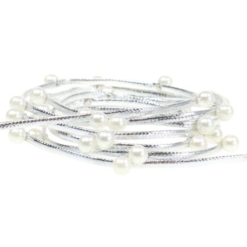 Floristik24 Sierlint zilver met parels 10mm 8m