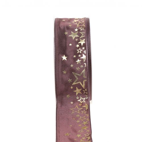 Floristik24 Sierlint sterpatroon roze-goud 40mm 25m