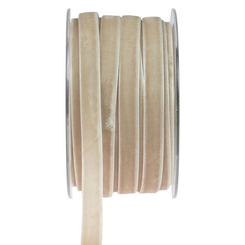 Floristik24 Decoratief lint fluweellint cadeaulint fluweel beige 10mm 20m