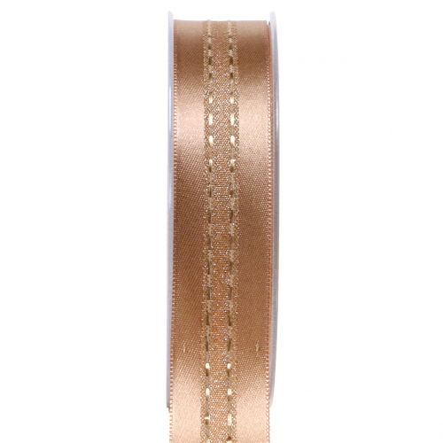 Floristik24 Decoratielint met streeppatroon koper 25mm 20m