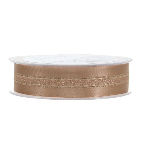 Floristik24 Decoratielint met streeppatroon koper 25mm 20m