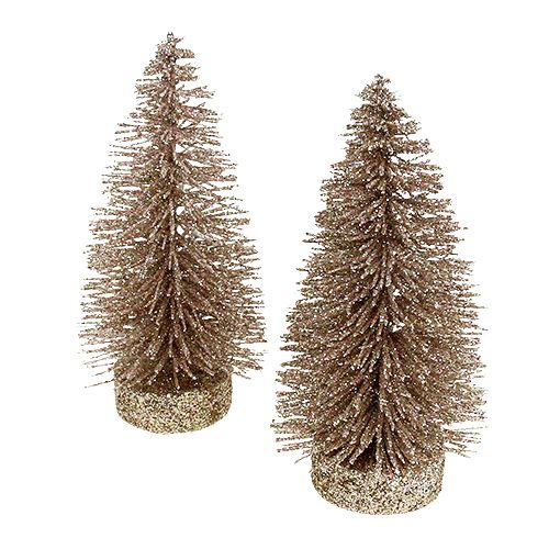 Floristik24 Decoratieve boom glitter licht goud H14cm 4st