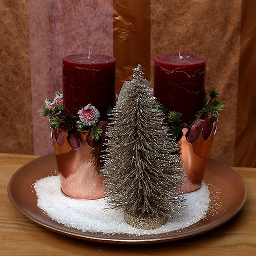 Floristik24 Decoratieve boom glitter licht goud H14cm 4st