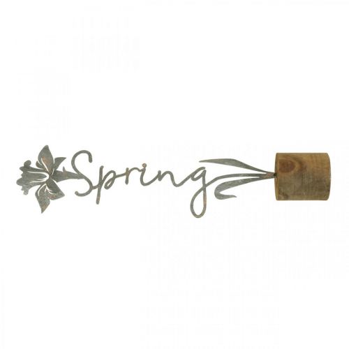 Floristik24 Metalen sierbloem houten standaard belettering Spring 6x9,5x39,5cm