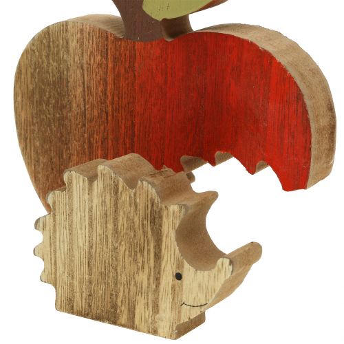 Artikel Decoratief figuur appel met egel rood, naturel 13cm 3st