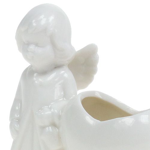 Floristik24 Decoratieve figuur engel met hart 9,5 cm wit