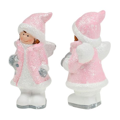 Floristik24 Decoratief figuur engel-meisje lichtroze 11cm 2st