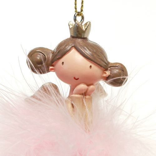 Floristik24 Decoratief figuur engel prinses kerstboomversiering wit, roze 12cm 2 st