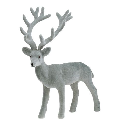 Floristik24 Decoratief figuur herten stroomden grijs 22cm 3st