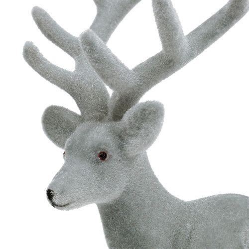 Floristik24 Decoratief figuur herten stroomden grijs 22cm 3st