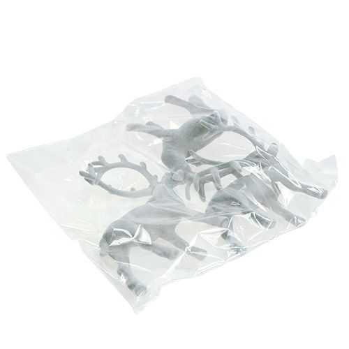 Floristik24 Decoratief figuur herten stroomden grijs 22cm 3st