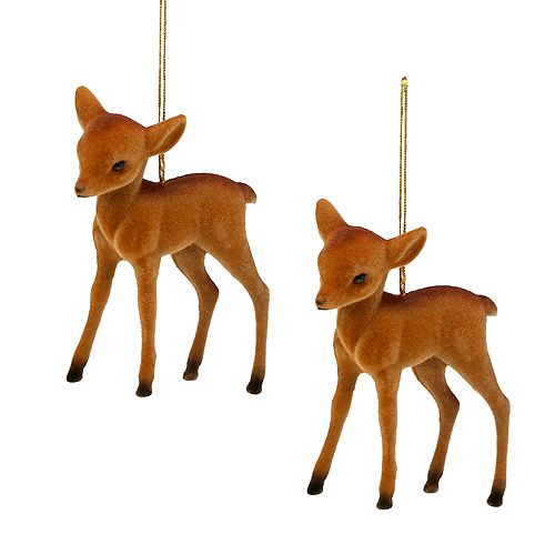 Artikel Decoratief figuur rendier jong bruin 7,5cm geflockt 2 st
