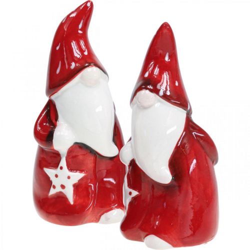 Floristik24 Kerstman figuur Nicolaas rood, wit keramiek H13.5cm 2st