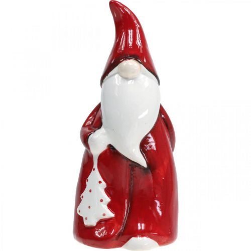 Artikel Kerstmanbeeldje Rood, Wit Keramiek H20cm