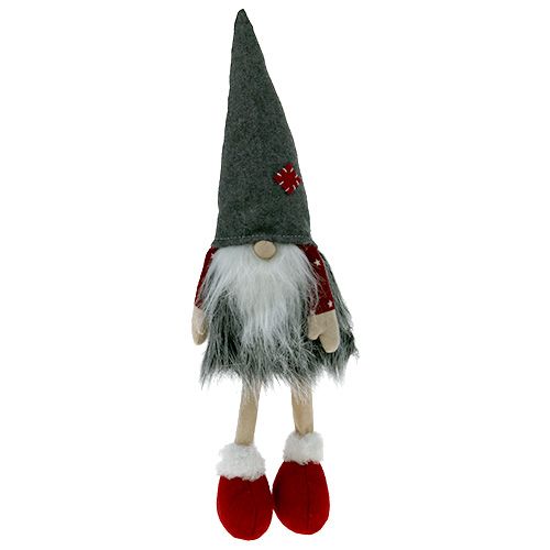 Deco figuur elf 37cm rood-grijs